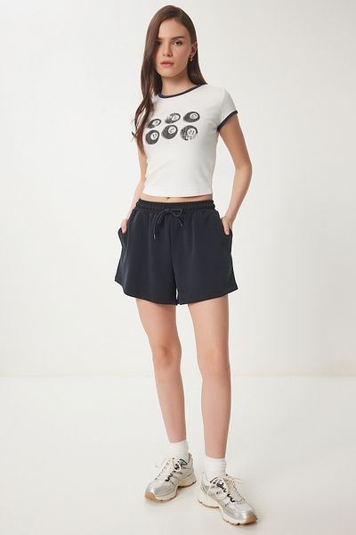 Lovelyİstanbul Pantaloni scurți modal cu buzunare BLACK LUB0097