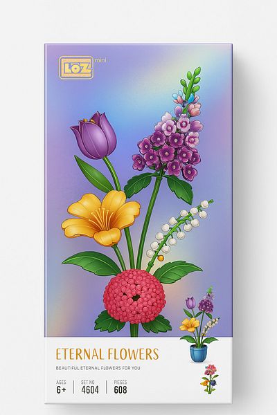 Loz Eternal Flowers 608 Piece Building Library - Tulip, Lilac and Zinya