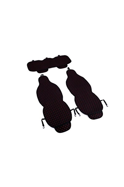 Omsa Universal Kapitone Oto Koltuk Minderi Cepli 3 Parça Siyah-Kırmızı