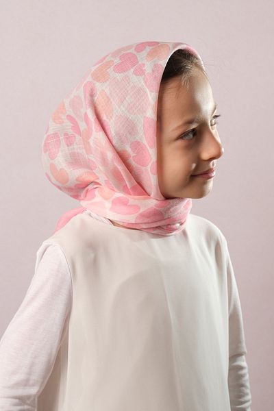 Giverny Πούδρα ψηφιακή εκτύπωση Παιδικό μαντήλι Hijab Βαμβακερό πολυεστέρα με μοτίβο καρδιάς 6003_06