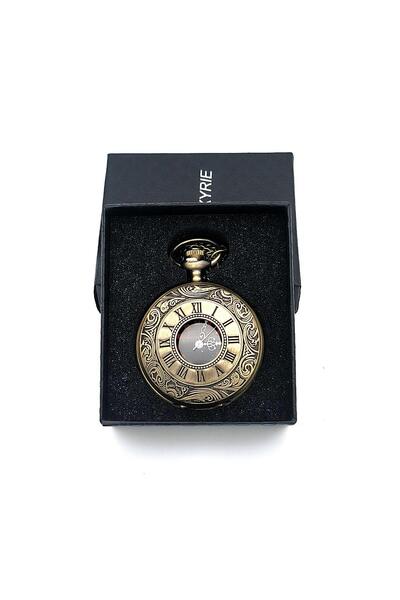 valkyrie Black Vintage Roman Numeral - Copper Clock with Pocket Watch and Chain
