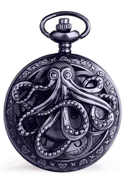 valkyrie Vintage Boxed Octopus Motif Retro Chain Pocket Watch