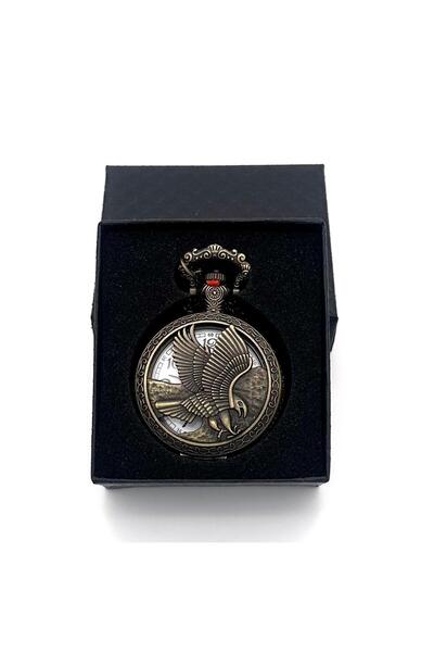 valkyrie Vintage Kartal Motifli Retro Köstekli Cep Saati - Beşiktaş Saat - Kutulu Hediyelik