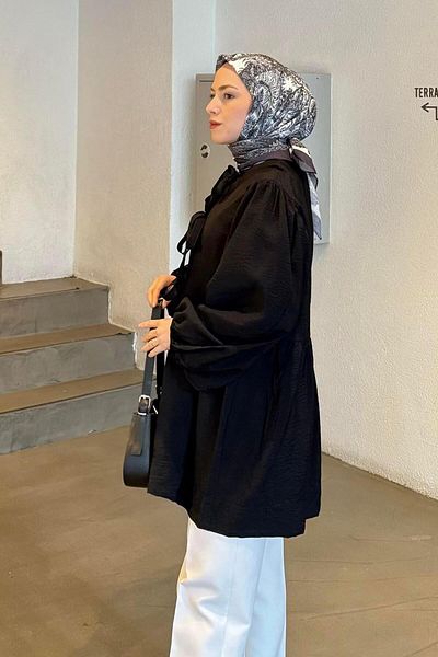 lamelif Front Tie Two Piece Jacket Black