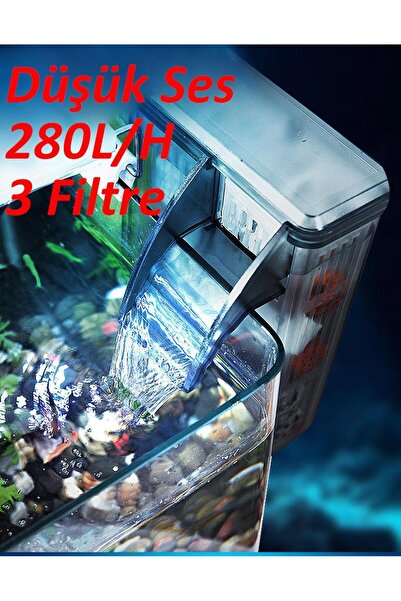 valkyrie Askılı Şelale Akvaryum Filtre Kafa Motoru Iç Filtre 3w 280l Yüzey Temizleyicili 3 Filtreli