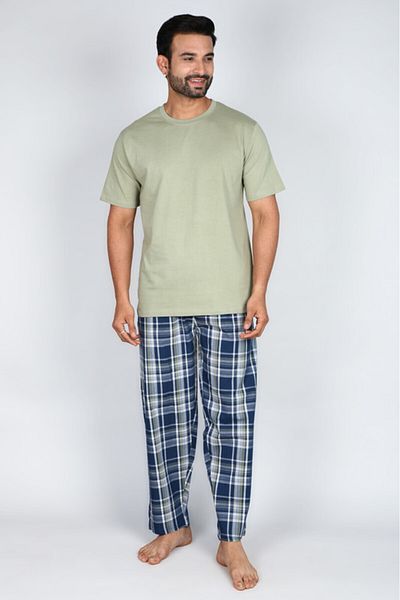 Victor and Jane Mens Premium 2pc Loungewear Set Knit & Woven