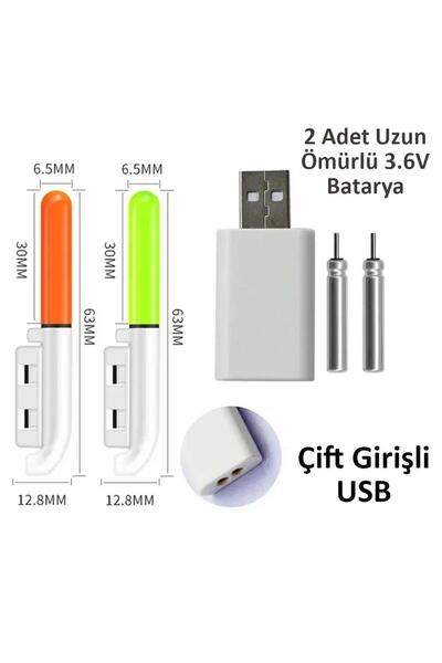 valkyrie 2 Adet Şarjlı LED Kamış Olta Ucu Işığı Su Geçirmez USB Evrensel Uyumlu Gece Balıkçılığı