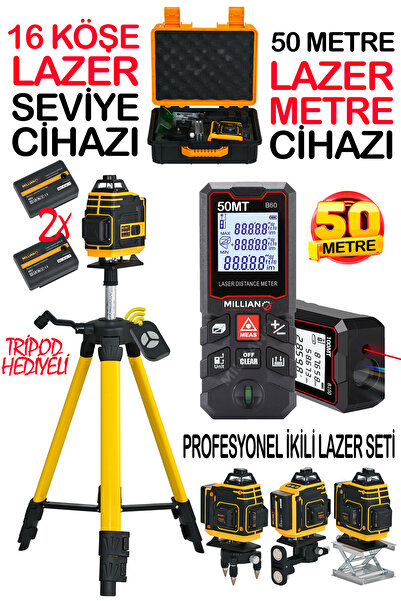 Millian Tripodlu 16 Köşe Çizgi Hizalama Lazer Hizalama Cihazı + 50 Metre Yüks...
