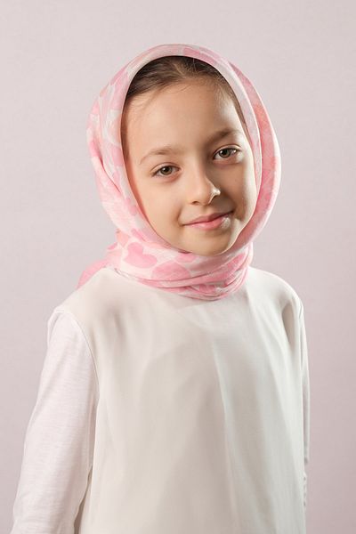 Giverny Πούδρα ψηφιακή εκτύπωση Παιδικό μαντήλι Hijab Βαμβακερό πολυεστέρα με μοτίβο καρδιάς 6003_06