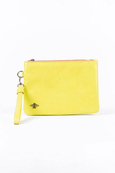 dellel Neonfarbene Fußgänger-Clutch, bedrucktes veganes Leder, zwei Fächer, stilvolle und kompakte Handtasche