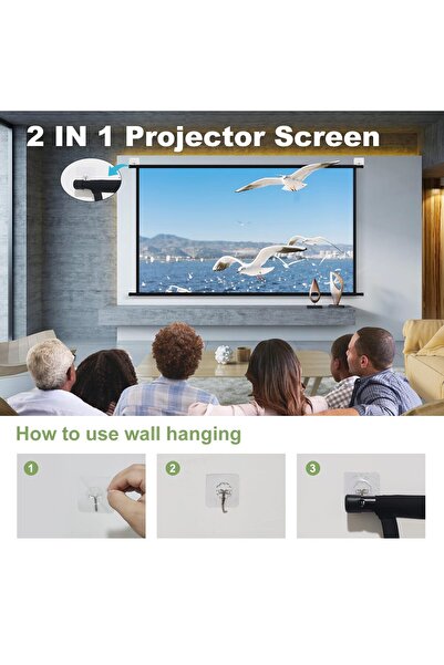 FlashHawk 2025 Upgraded 80inch Projector Screen,Indoor Outdoor Portable 16:9 4K HD Movie Screen with Carry Bag