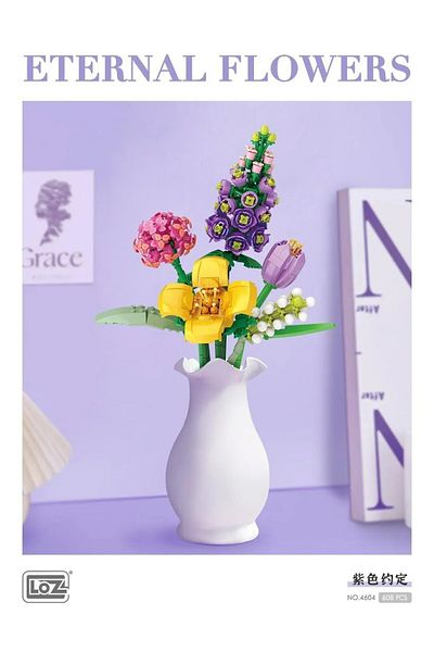 Loz Eternal Flowers 608 Piece Building Library - Tulip, Lilac and Zinya