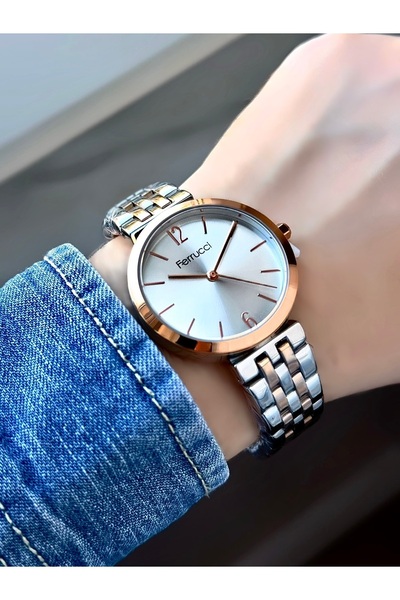 Ferrucci ساعة يد نسائية بسلك معدني