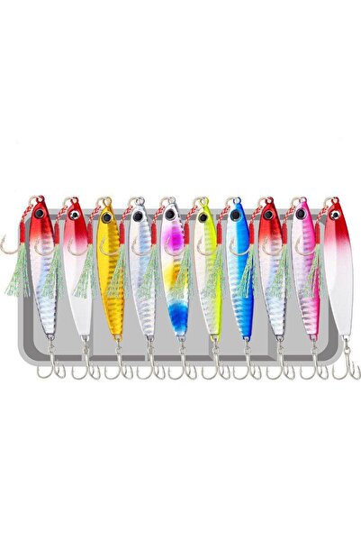 valkyrie 10 Adet 10gr 4.8cm Kutulu Metal Rapala Jig Seti Balık Olta Yemi Ispa...