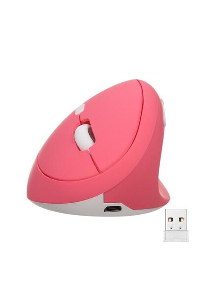 valkyrie Y08 Dikey Kablosuz 2.4g Sessiz Şarjlı 6 Tuşlu Vertical Mouse 1600dpı 400mah Pembe