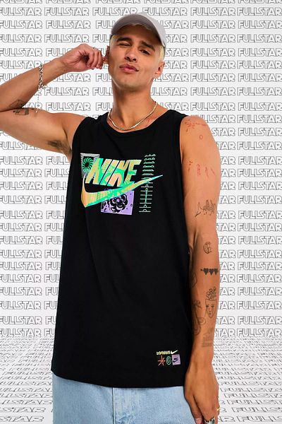 Nike Sportswear Cotton Festival Tank Black Cotton Casual Style Undershirt Black