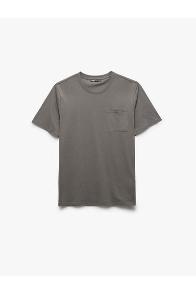 Koton Crew Neck Pocket Regular Fit Cotton Short Sleeve Men's Basic T-Shirt