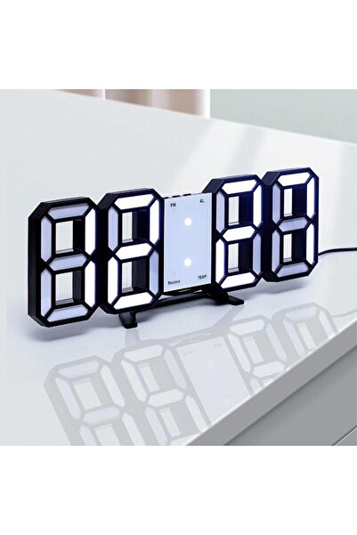 valkyrie Beyaz Led Siyah Kasa Dijital Dekoratif Masa Veya Duvar Saati