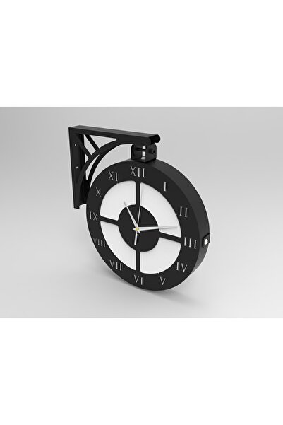 Home Dairesel Siyah Metal Endüstriyel Çift Taraflı Duvar Saati