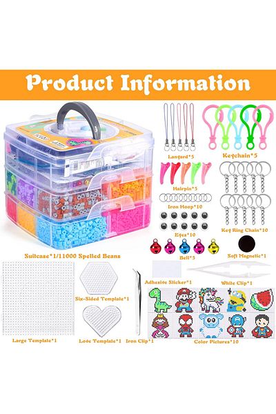 Lüks Hobi Ironing Bead Set 11000+ Pieces Hobby Beads 5mm Handcrafted Bead Set with Storage Box