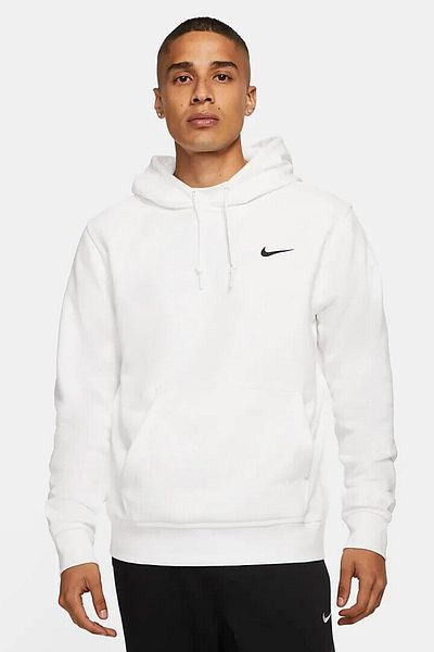 Nike Λευκό Unisex Χοντρό Φούτερ με κουκούλα - Sportswear Fleece Swoosh