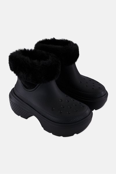 Crocs Men Slip On Stomp Lined Boots, Black