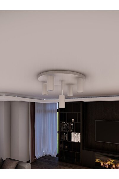 avizade Miren Modern Sabit Başlıklı 5'li Spot Led Tavan Avizesi - Parlak Beyaz