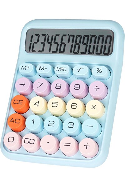 valkyrie Renkli Çok Şirin 12 Hane Mekanik Hesap Makinası Büyük Ekranlı 4 Fonk...