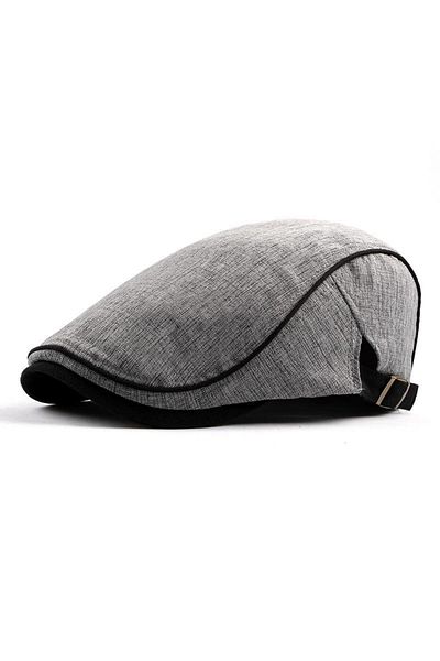 valkyrie Italian Style Retro Straight Line Detailed Men's Cap Hat Buckle Adjustable Men's Gray