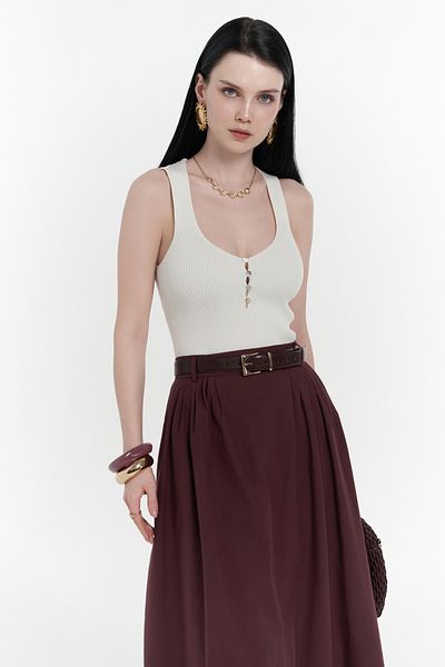 MAİ COLLECTİON Fusta lungă de culoare burgundă cu detaliu Rhea Bridge