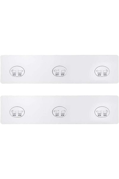 COOYA 2 Pcs No-Trace Wall Stick Adhesives Hook,Without Drilling Holes,Clear PC Material,for Home,7x26cm