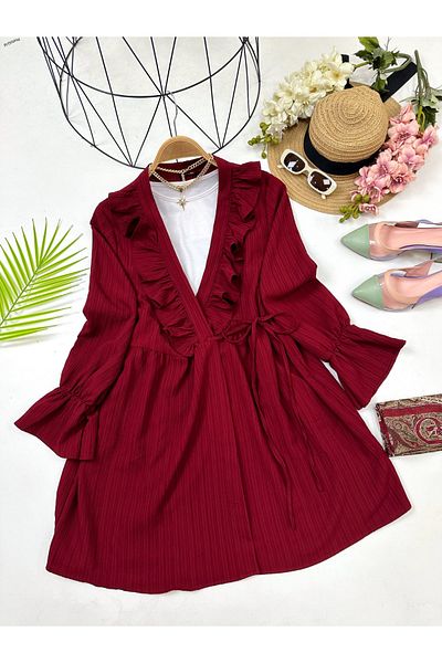 YEDİLALE Frilled Side Tie Loose Tunic [Excluding Inner Wear]
