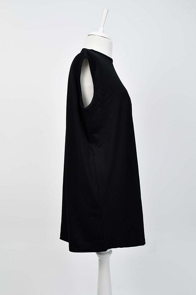 birizmoda Black Zero Sleeve Crew Neck Tunic