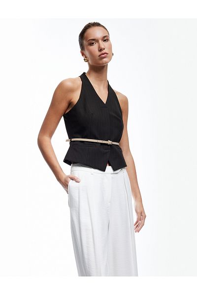 Koton Sleeveless Belt Detailed Halter Neck Vest