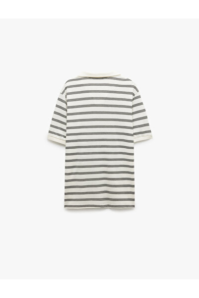 Koton Κοντομάνικο βαμβακερό μείγμα κανονική εφαρμογή Μαύρο - Λευκό ανδρικό μπλουζάκι 5SAM10007MK