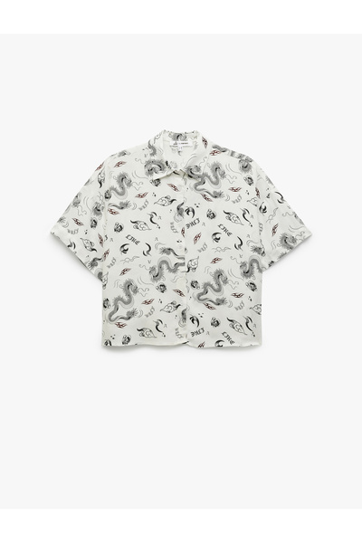 Koton Short Sleeve Classic Collar Buttoned Viscose Oversize Shirt