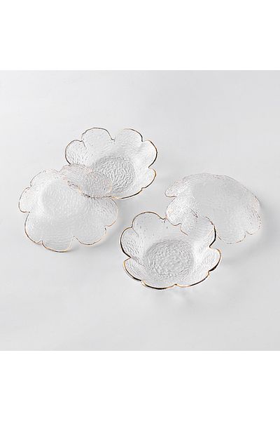 Generic Shuer 4-Piece Household Glass Plate Clear 14.5 x 3.5cm