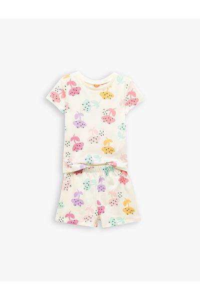 Koton Cotton Printed Short Sleeve Crew Neck 2 T-Shirt and Shorts Set
