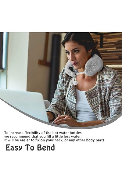 COOYA Long hot water bag with plush cover 2L large capacity, warm hands and feet, hot and cold compresses