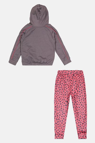 Body Glove Kids Girl 2 Pcs All Over Print Sweatshirts And Pant Set, Grey