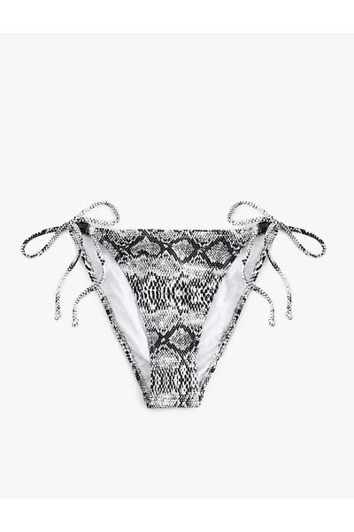 Koton Snake Skin Print Bikini Bottoms with Tie-Up Sides