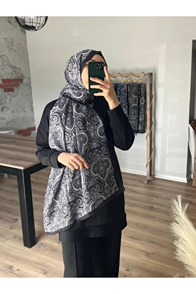 Merwiss Ethnic Retro Patterned Soft Black Shawl