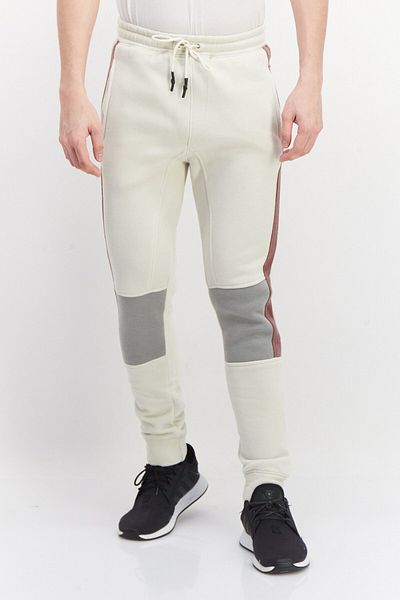 Burnside Men Moderm Fit Colorblock Jogger Pants, Cream/grey Combo