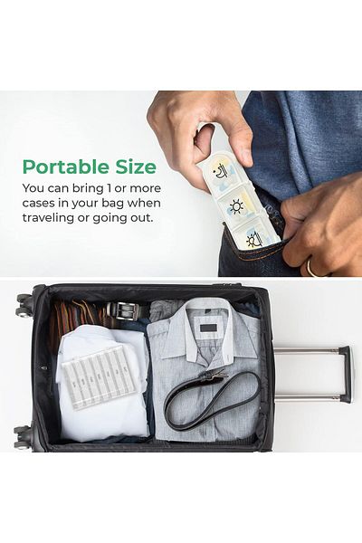 COOYA Weekly Pill Organizer, Portable Travel Pill Box 7 Day with Large Pill Containers, Light-Proof