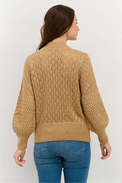 Pepe Jeans Women Round Neck Long Sleeve Crochet Sweater, Brown