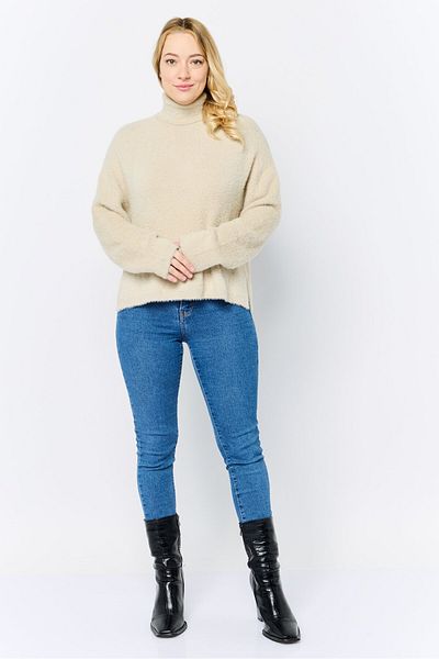 Don't Call Me Jennyfer Women High Neck Textured Sweater, Beige