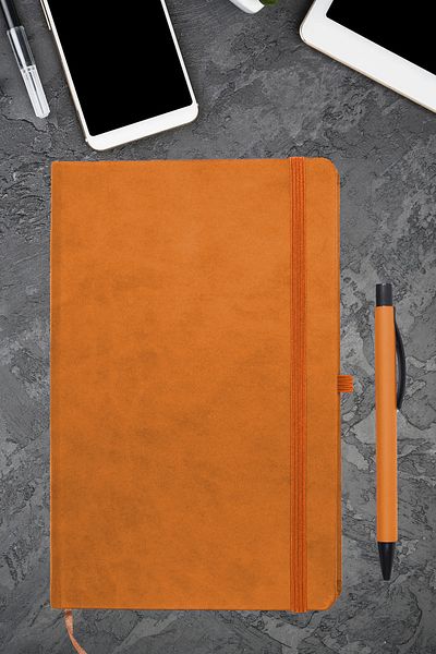 ELALAZER Soft Leather Undated Agenda and Pencil Set