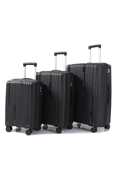 OEM Set of 3 trolleys, impact-resistant polypropylene material, 4 double 360-degree wheels, black