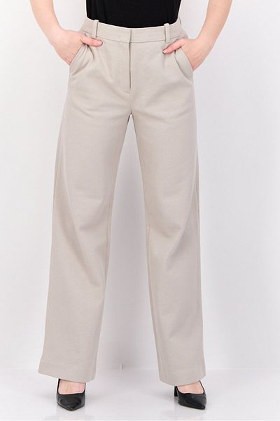 Esprit Women Regular Fit Textured Wide Leg Pants, Beige