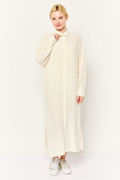 Esprit Women Solid Midi Shirt Dress, Off White